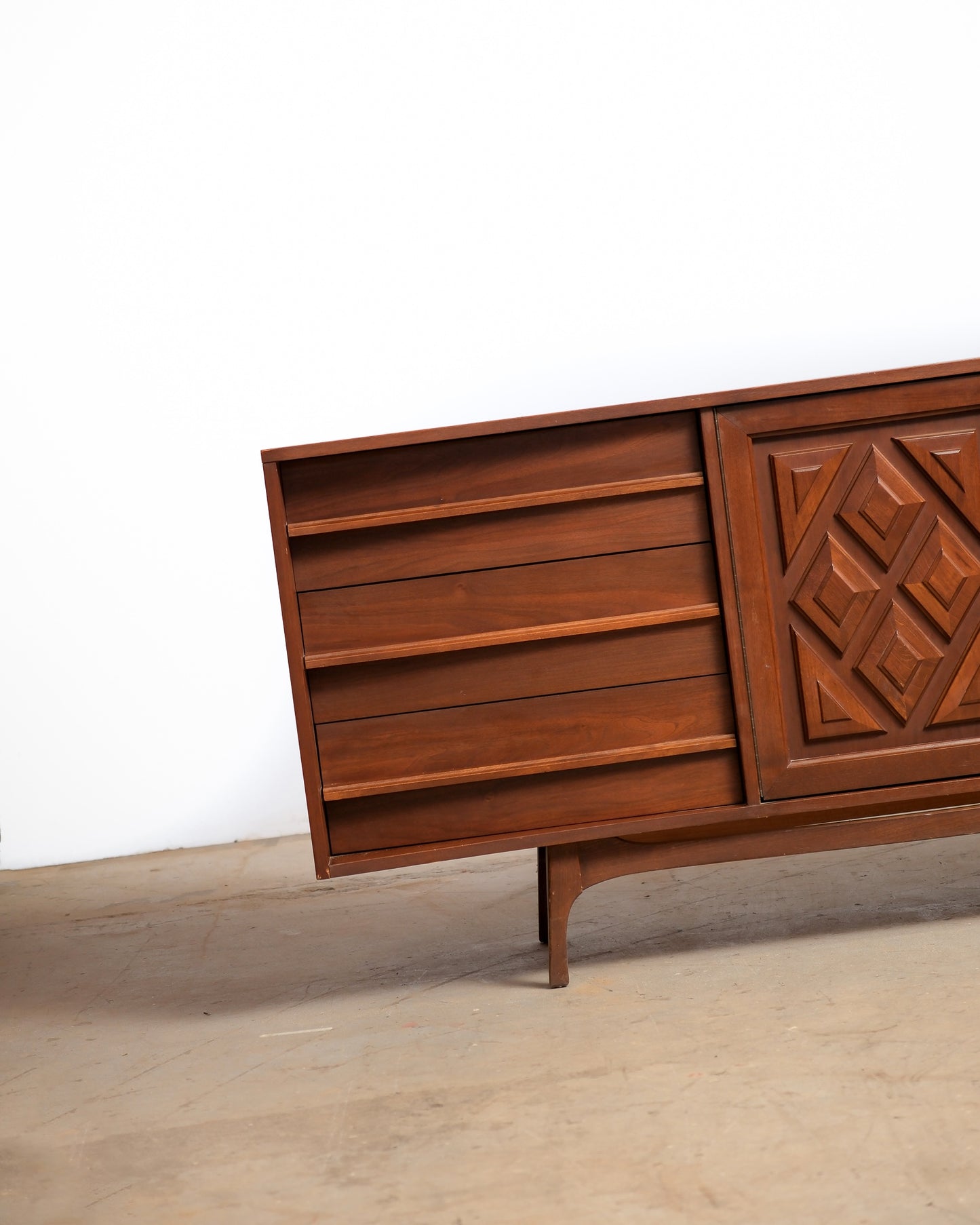 MCM Brutalist Dark Walnut Dresser / Credenza
