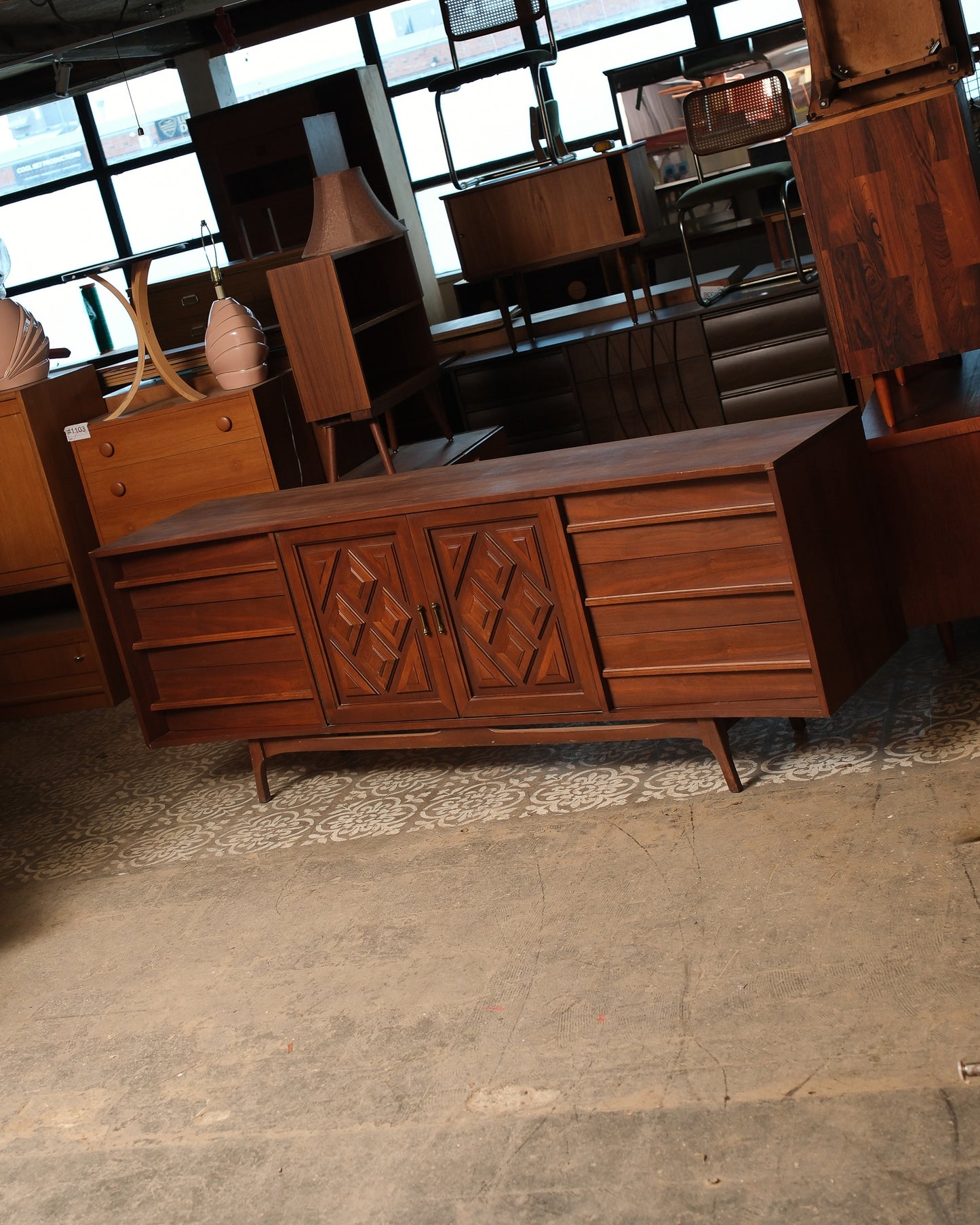 MCM Brutalist Dark Walnut Dresser / Credenza