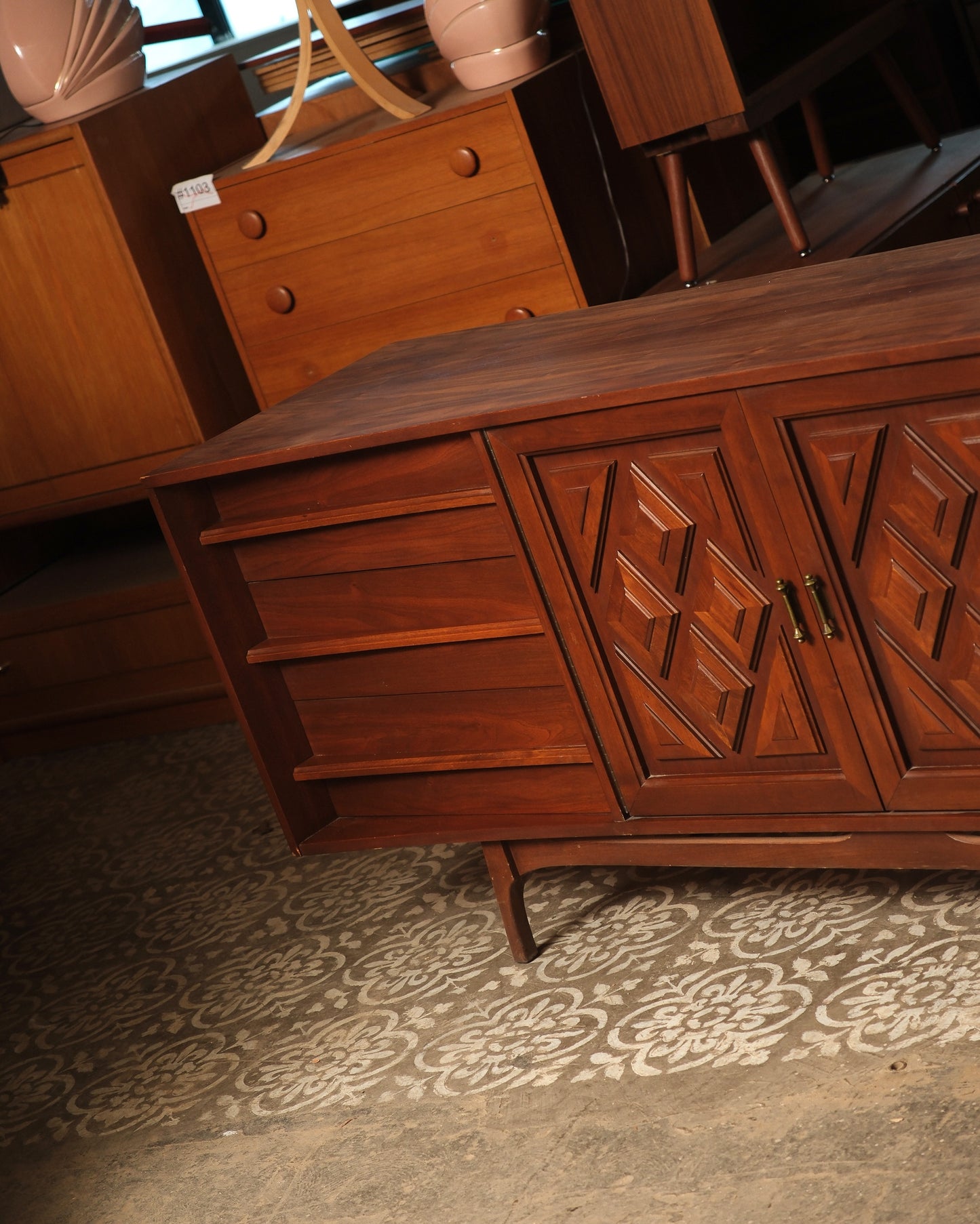 MCM Brutalist Dark Walnut Dresser / Credenza