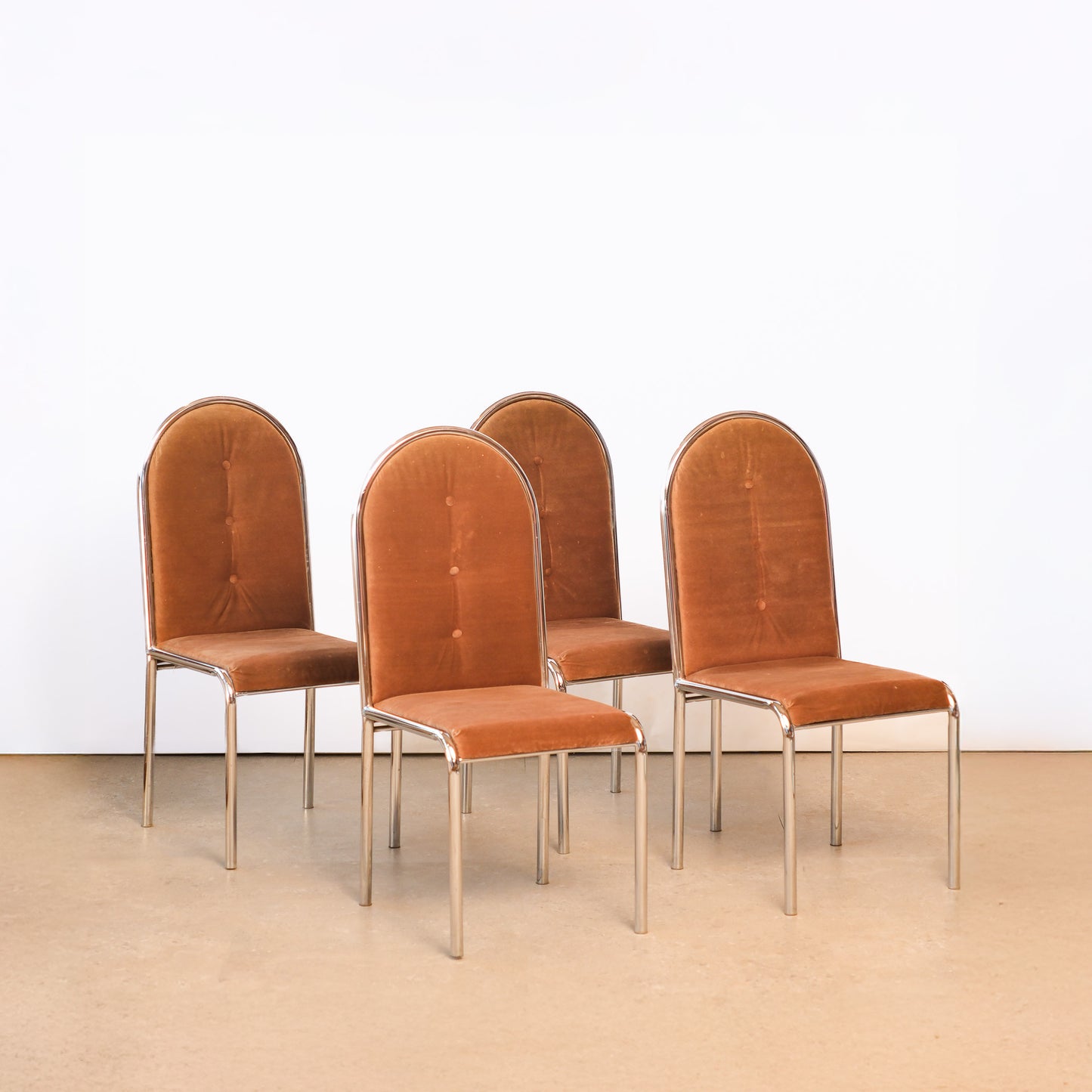 Vintage Beige Chrome Chair Set