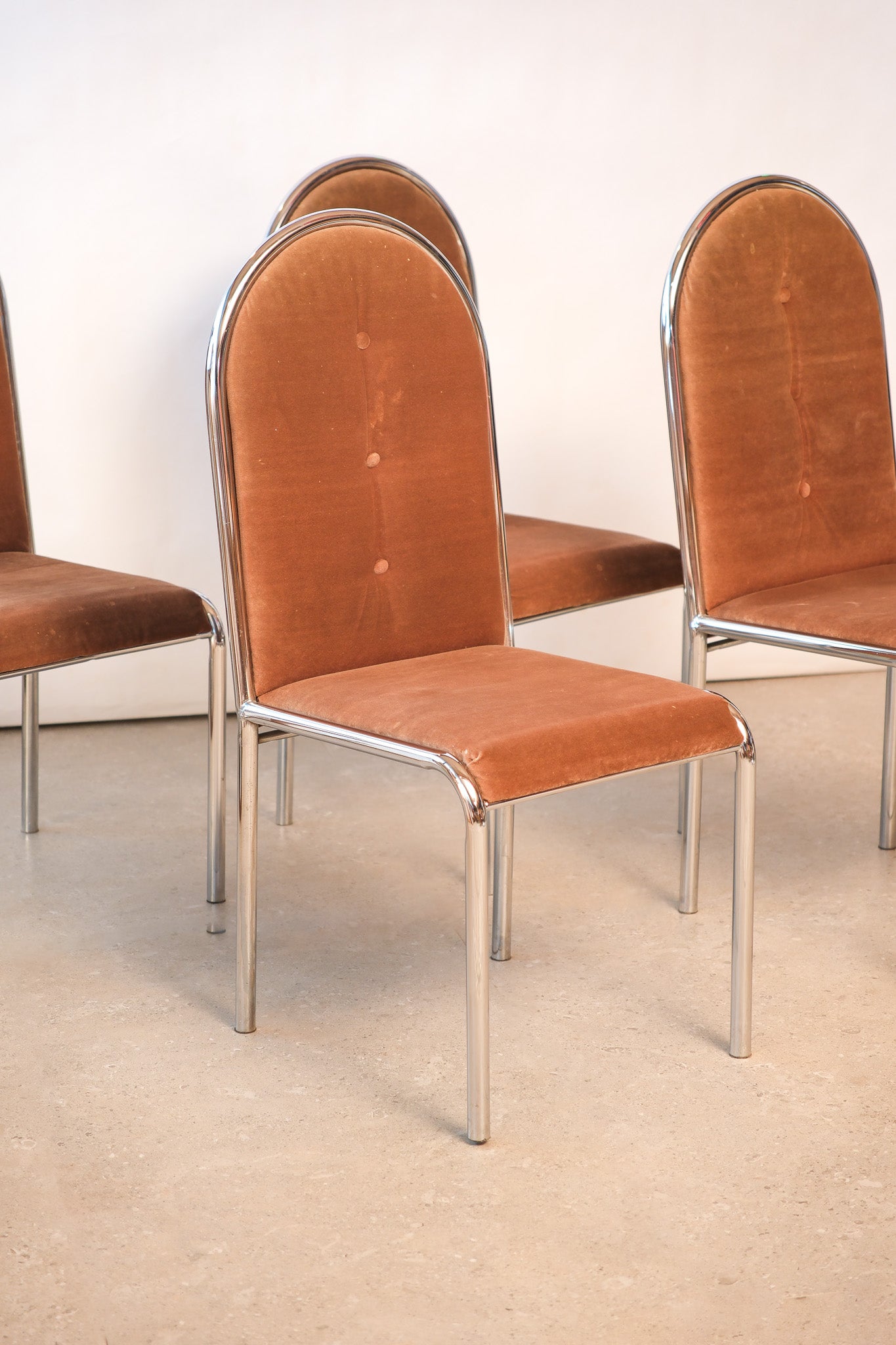 Vintage Beige Chrome Chair Set