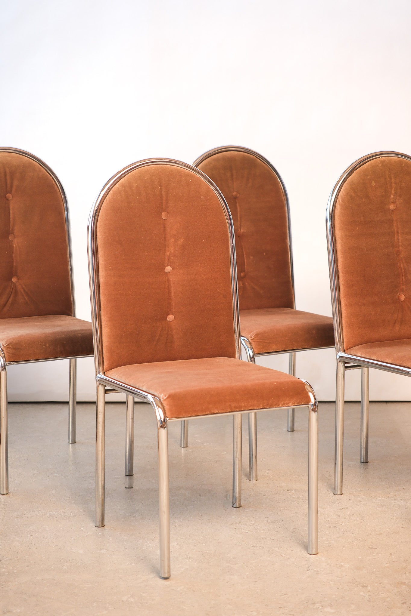 Vintage Beige Chrome Chair Set
