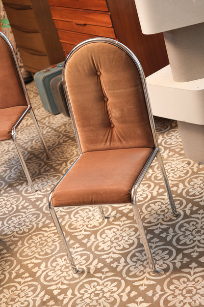 Vintage Beige Chrome Chair Set