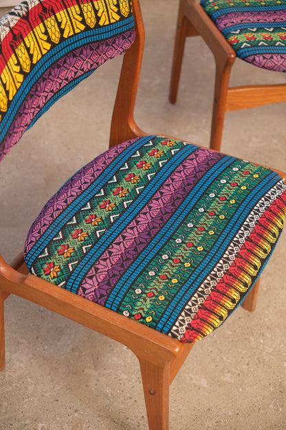 Oriental Upholstery Teak Chair Set