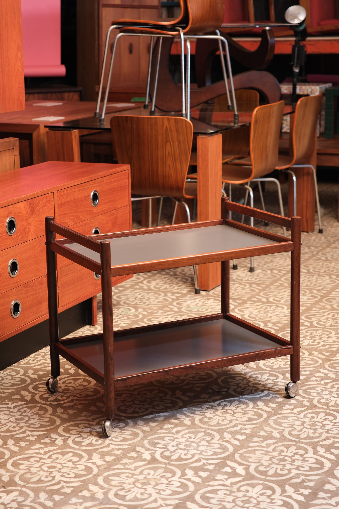 MCM Rosewood Bar Cart