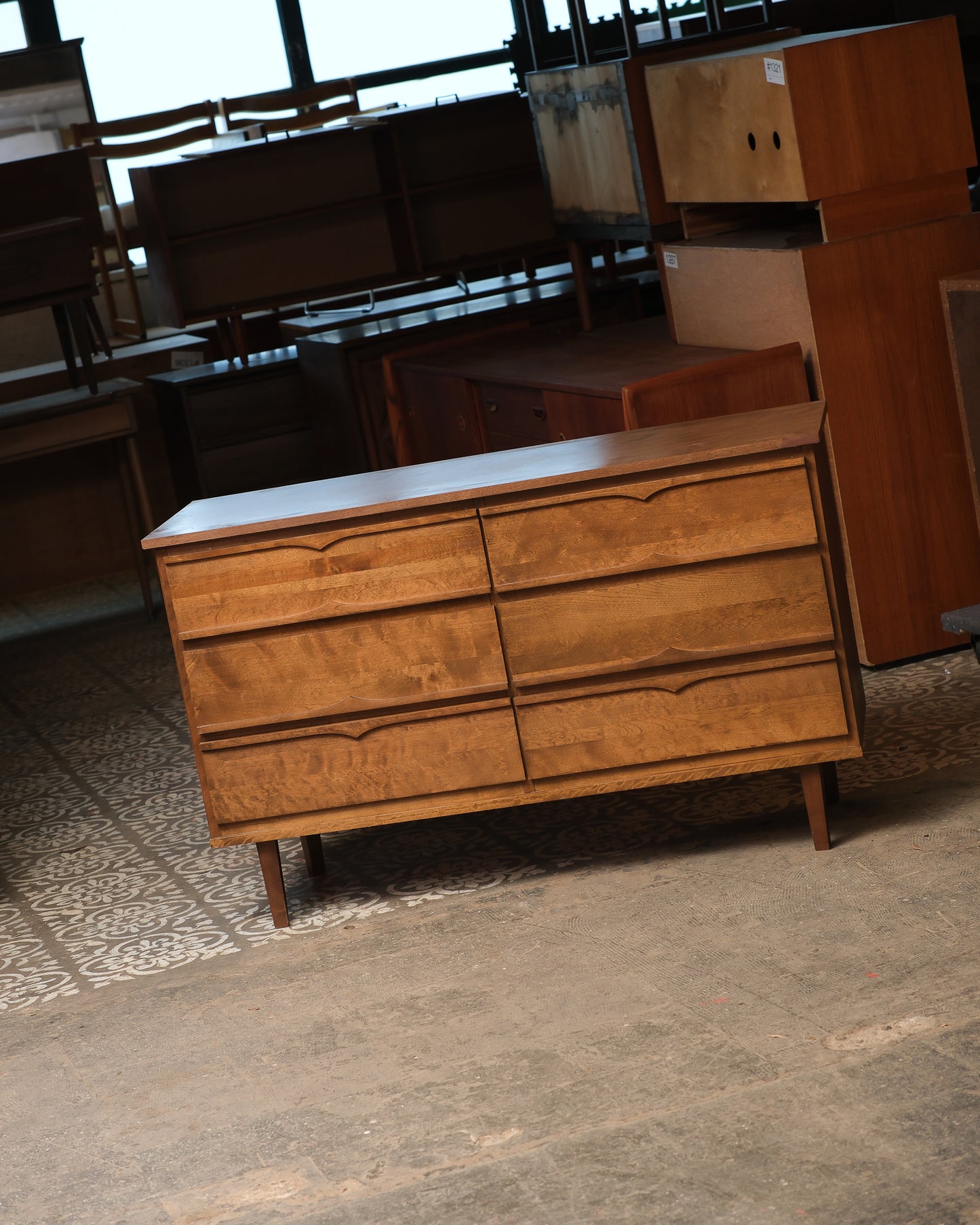 MCM Walnut Style 6-Drawer Dresser