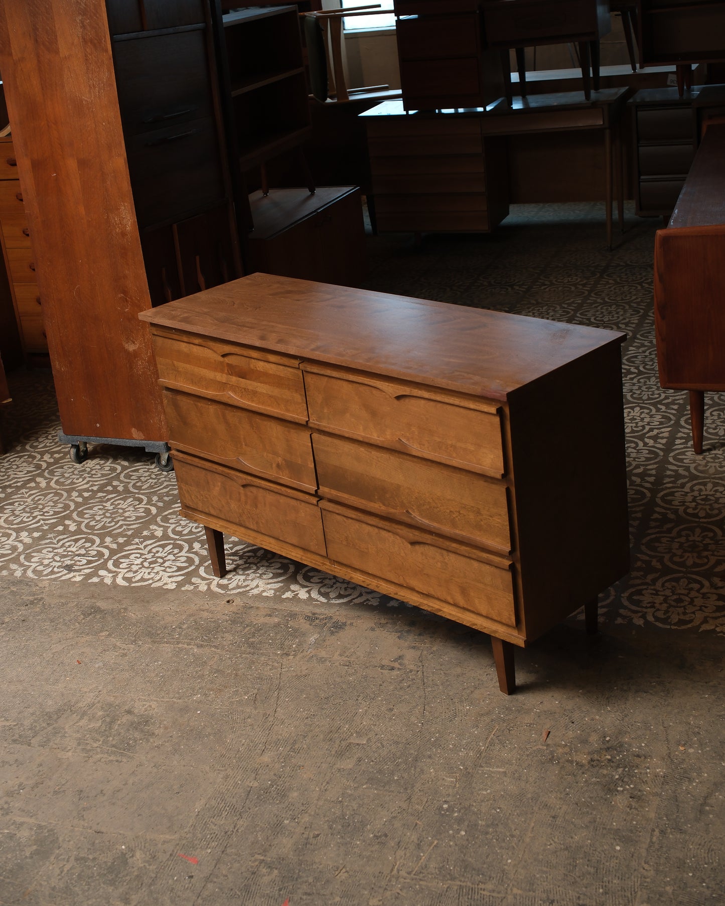 MCM Walnut Style 6-Drawer Dresser