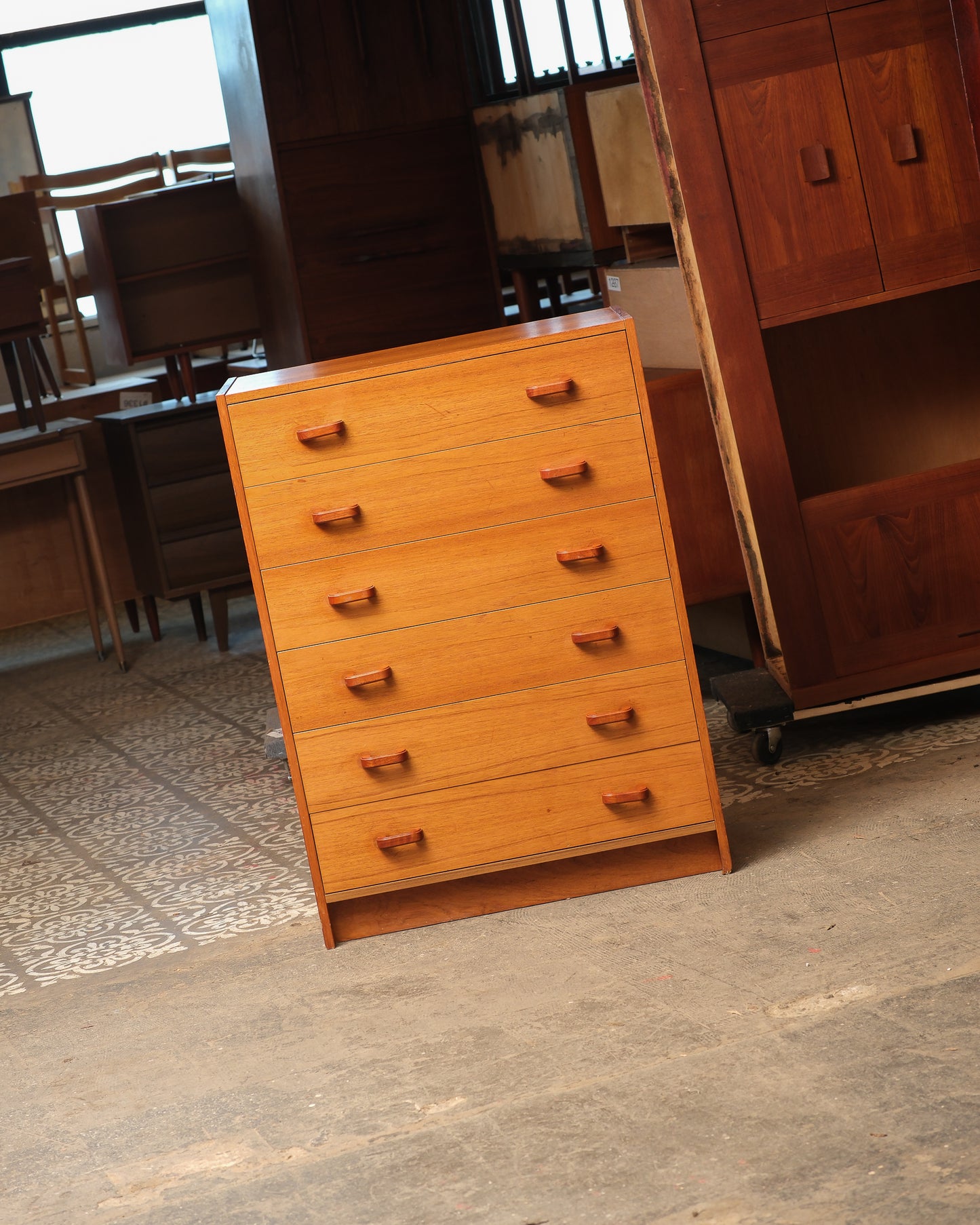 MCM Danish Teak Tallboy Dresser