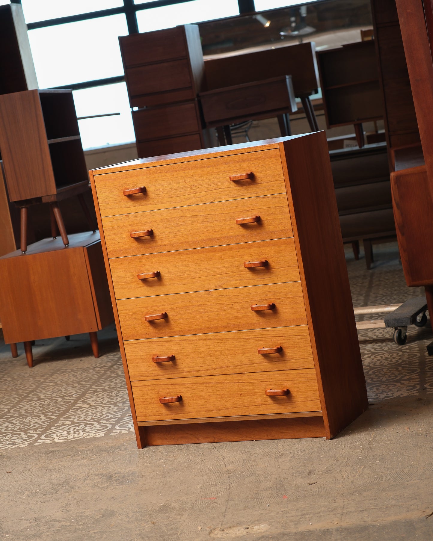 MCM Danish Teak Tallboy Dresser