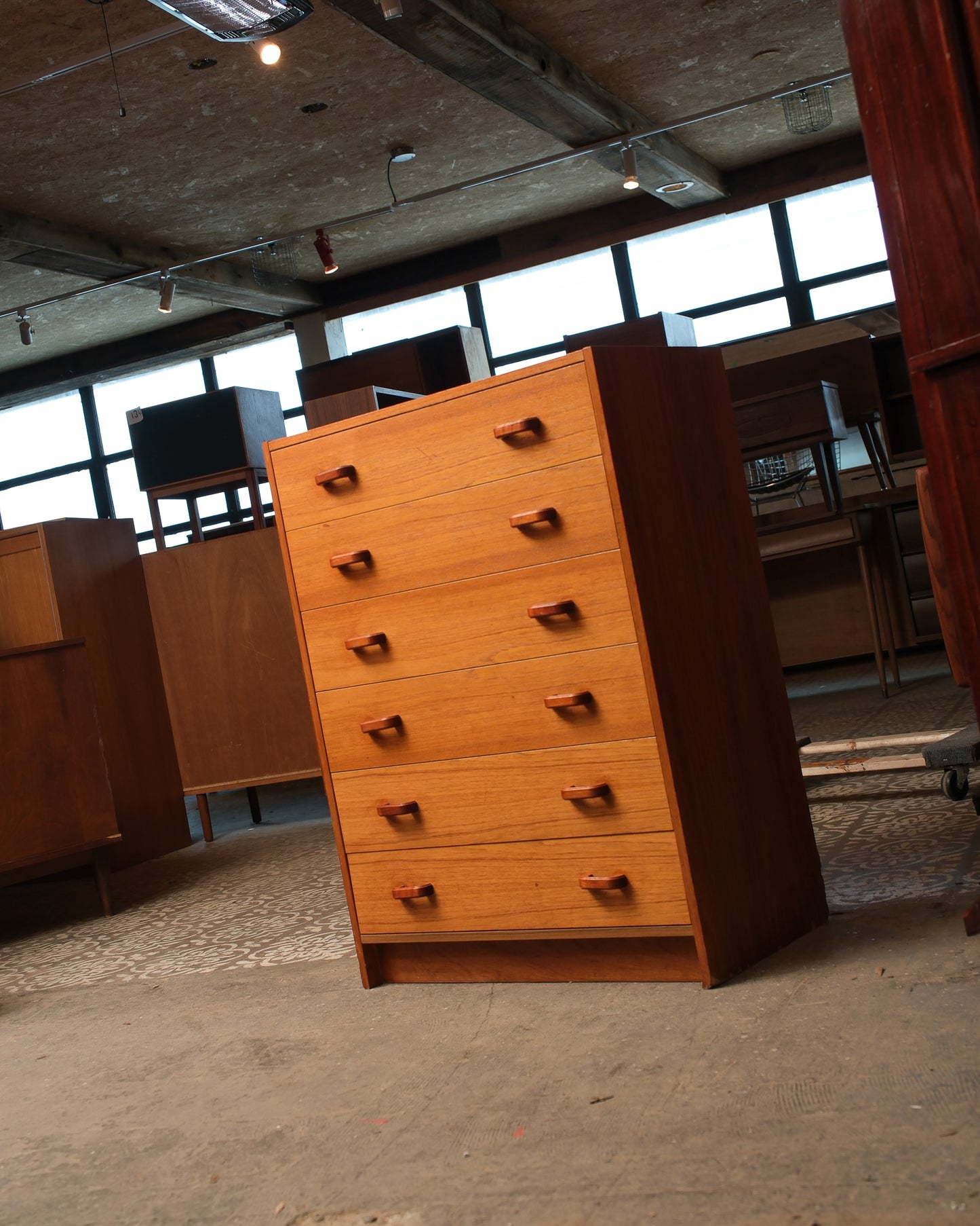 MCM Danish Teak Tallboy Dresser