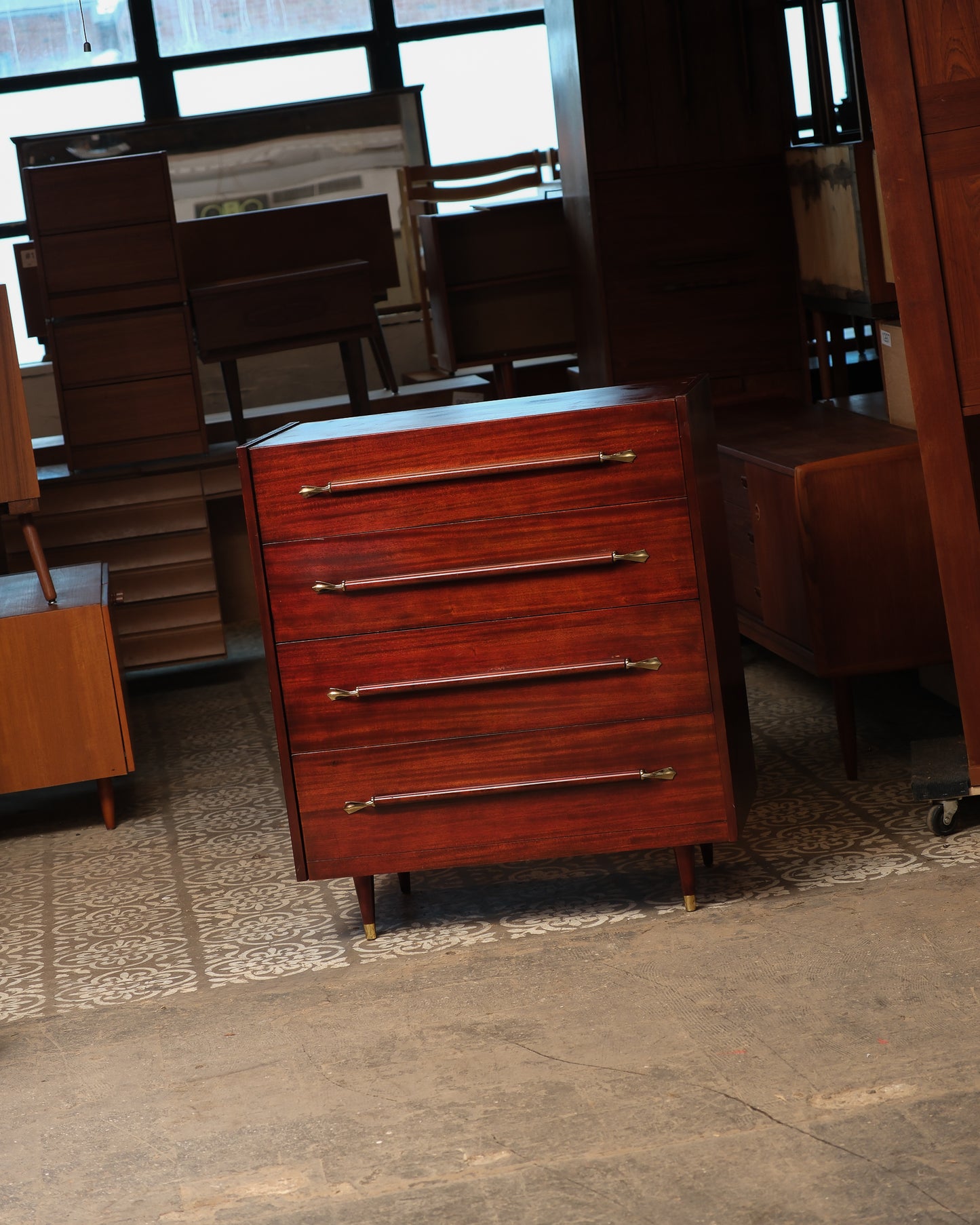 MCM Mahogany Tallboy Dresser by Pepplers