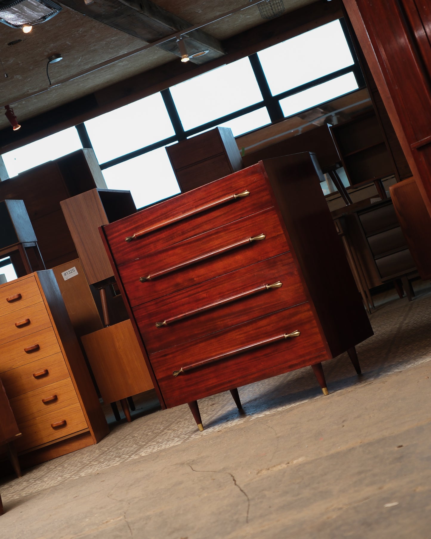 MCM Mahogany Tallboy Dresser by Pepplers