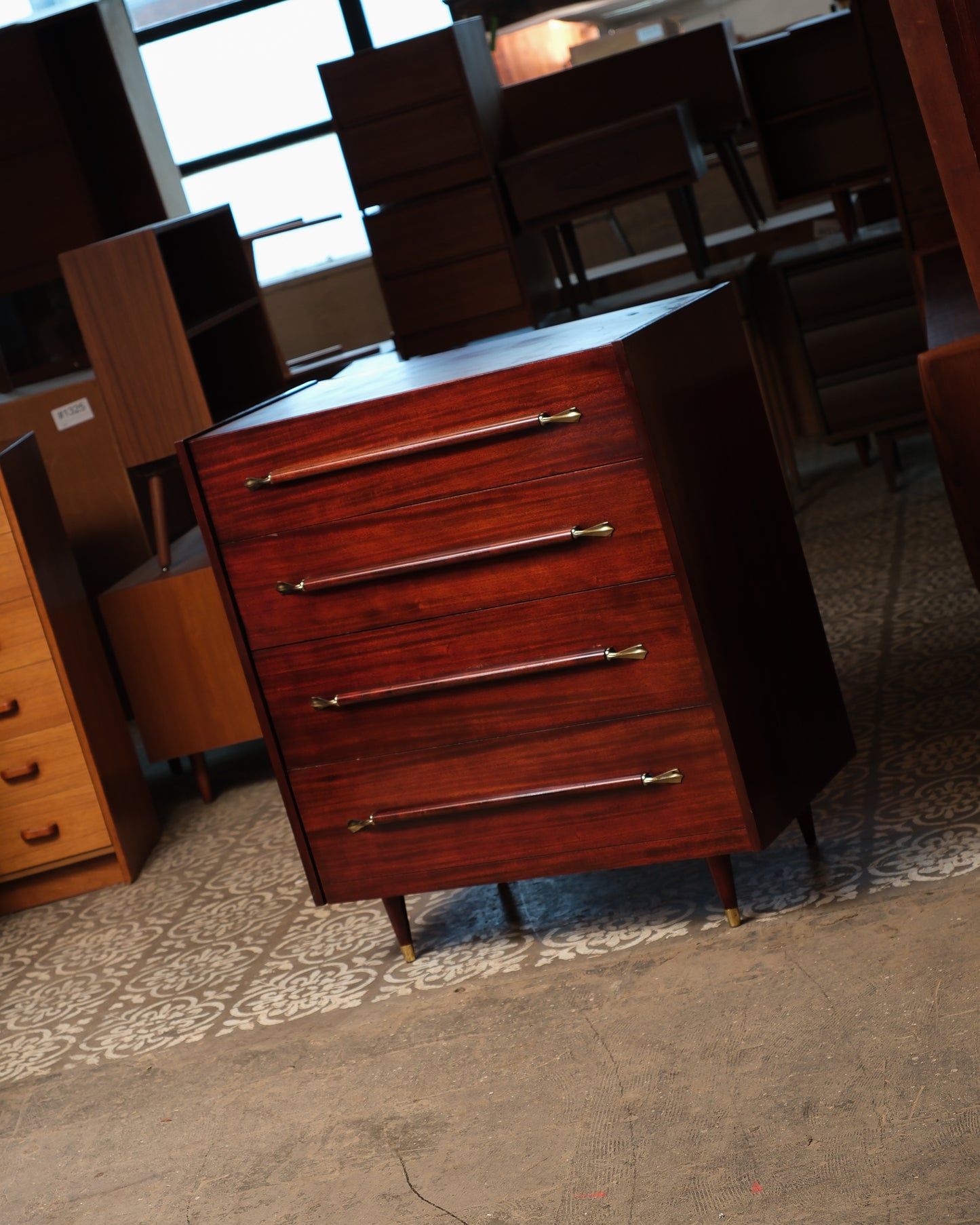 MCM Mahogany Tallboy Dresser by Pepplers