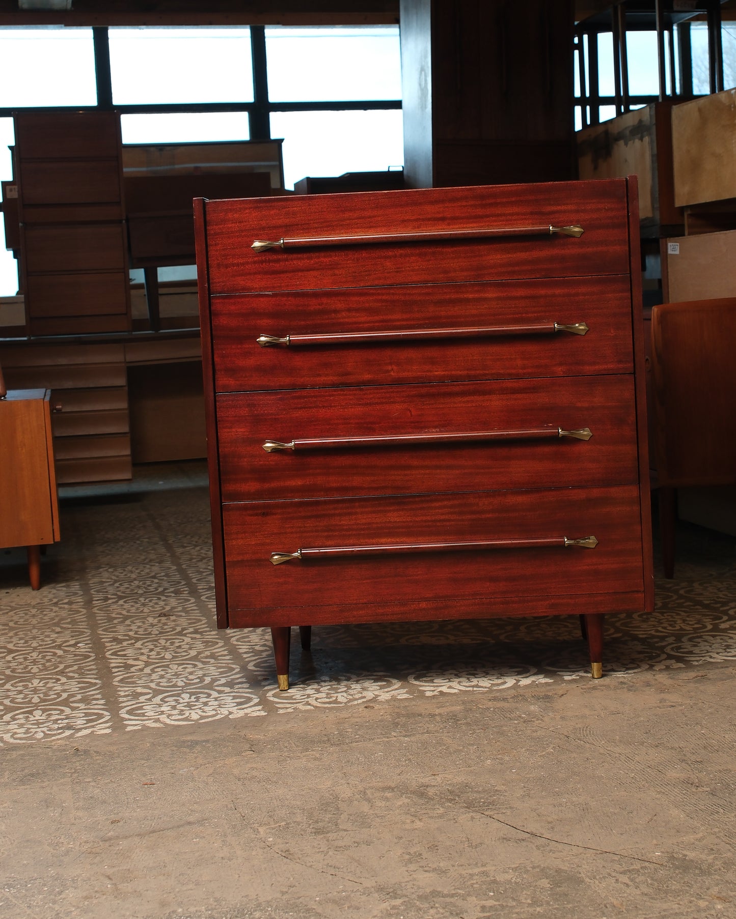 MCM Mahogany Tallboy Dresser by Pepplers