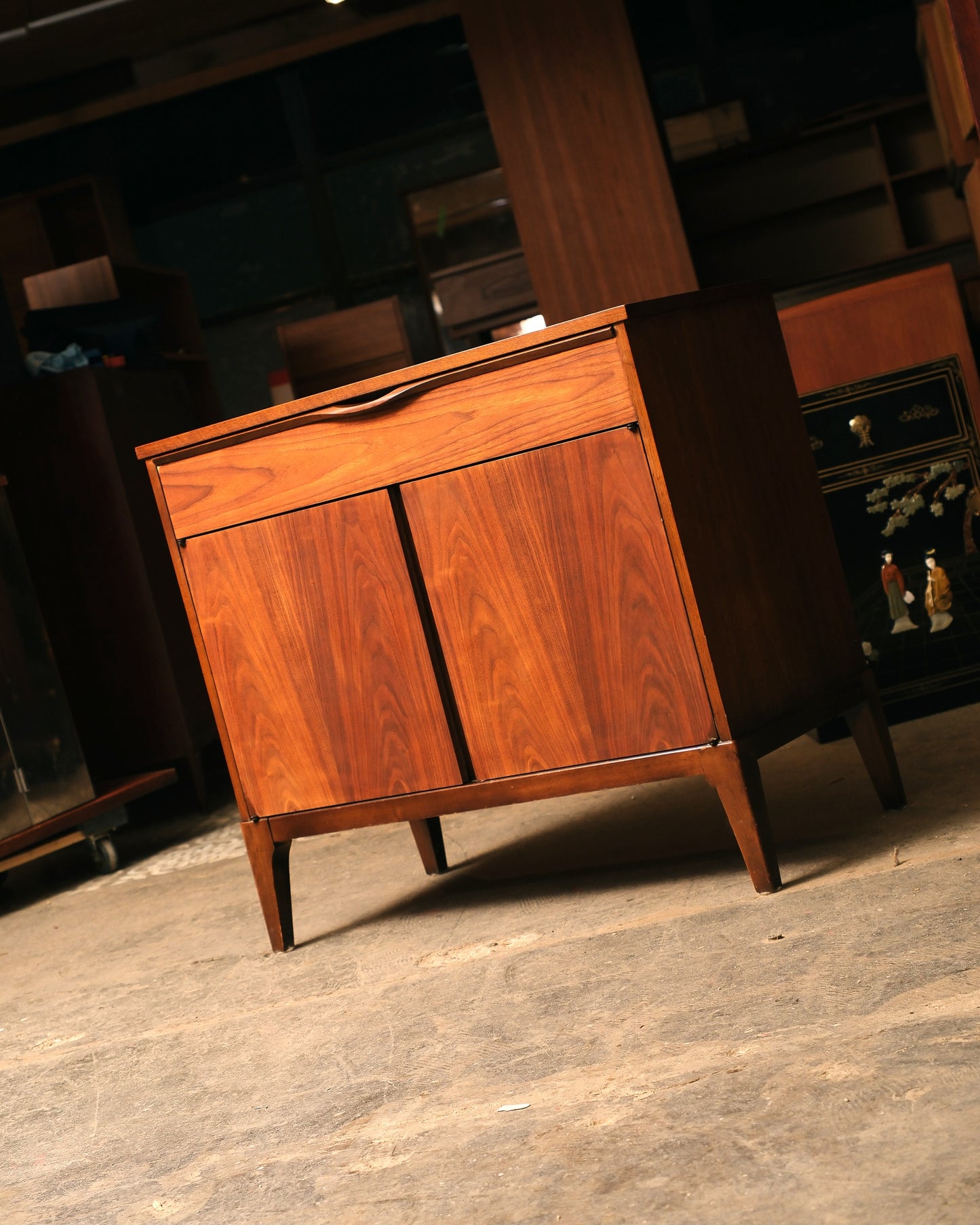 MCM Dark Walnut Cabinet / Vinyl Holder by KF (Restored)