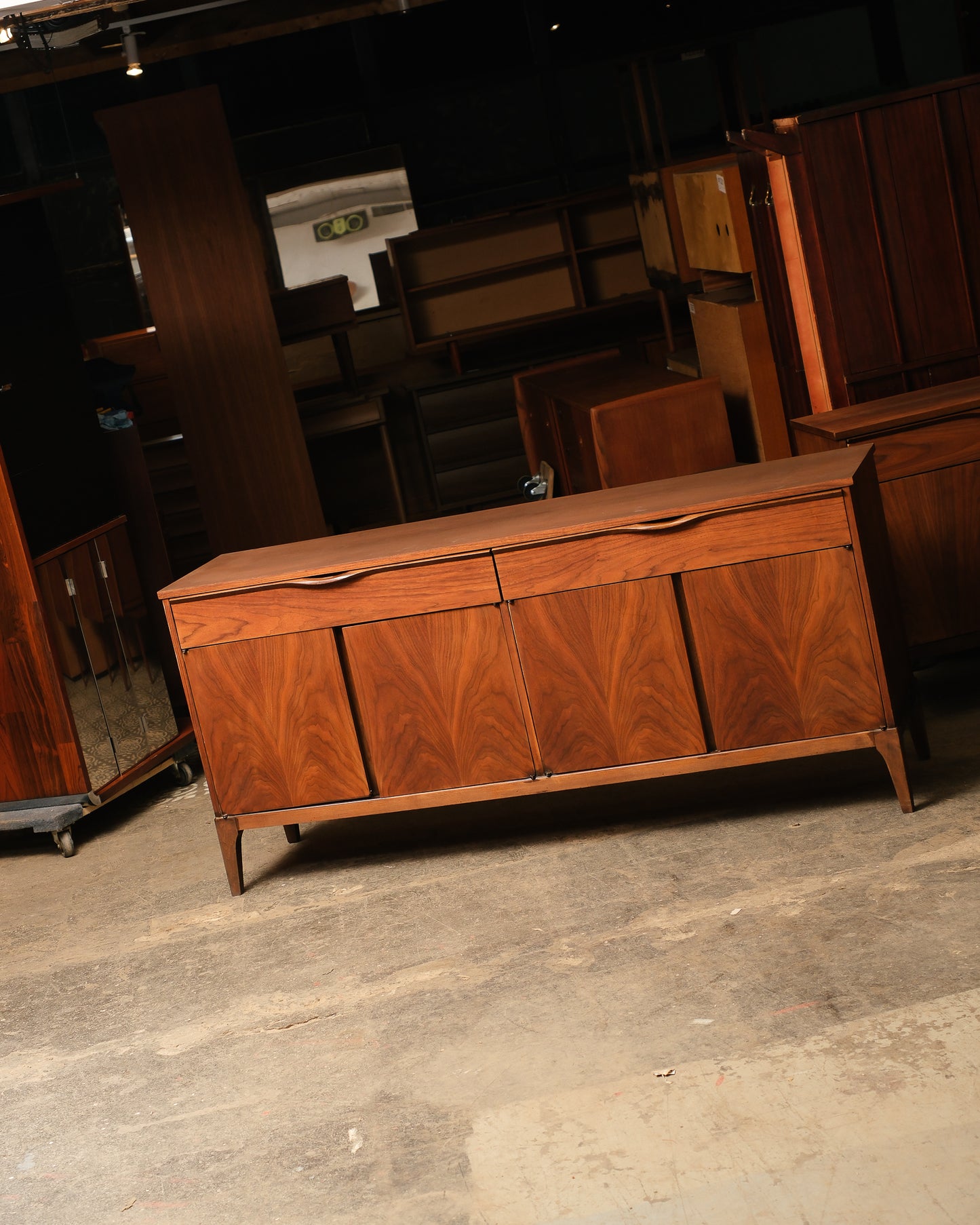 MCM Restored Dark Walnut Credenza by KF