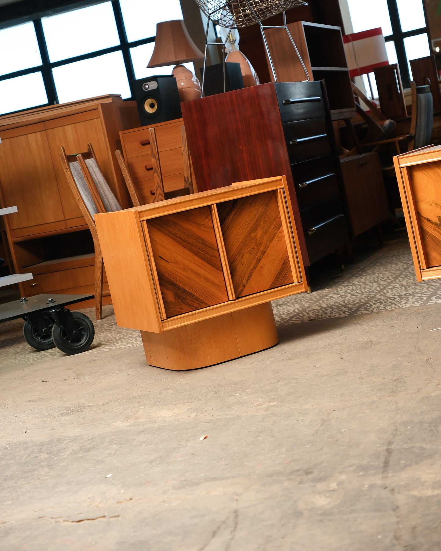 MCM Brutalist Oak and Rosewood Nightstands by Tobago