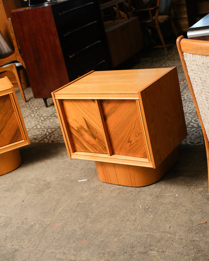 MCM Brutalist Oak and Rosewood Nightstands by Tobago