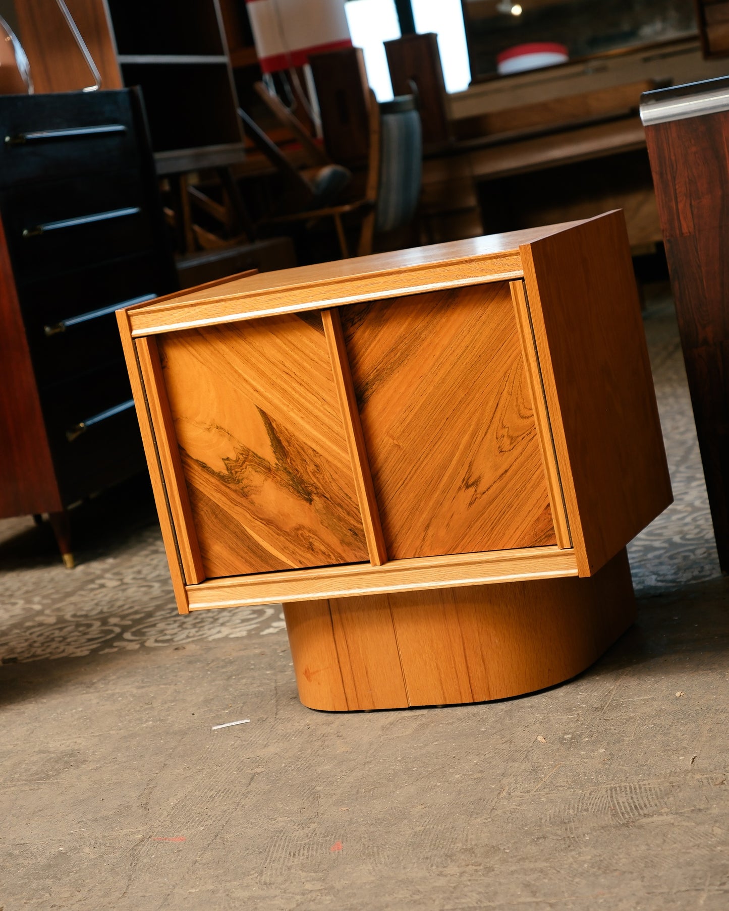 MCM Brutalist Oak and Rosewood Nightstands by Tobago