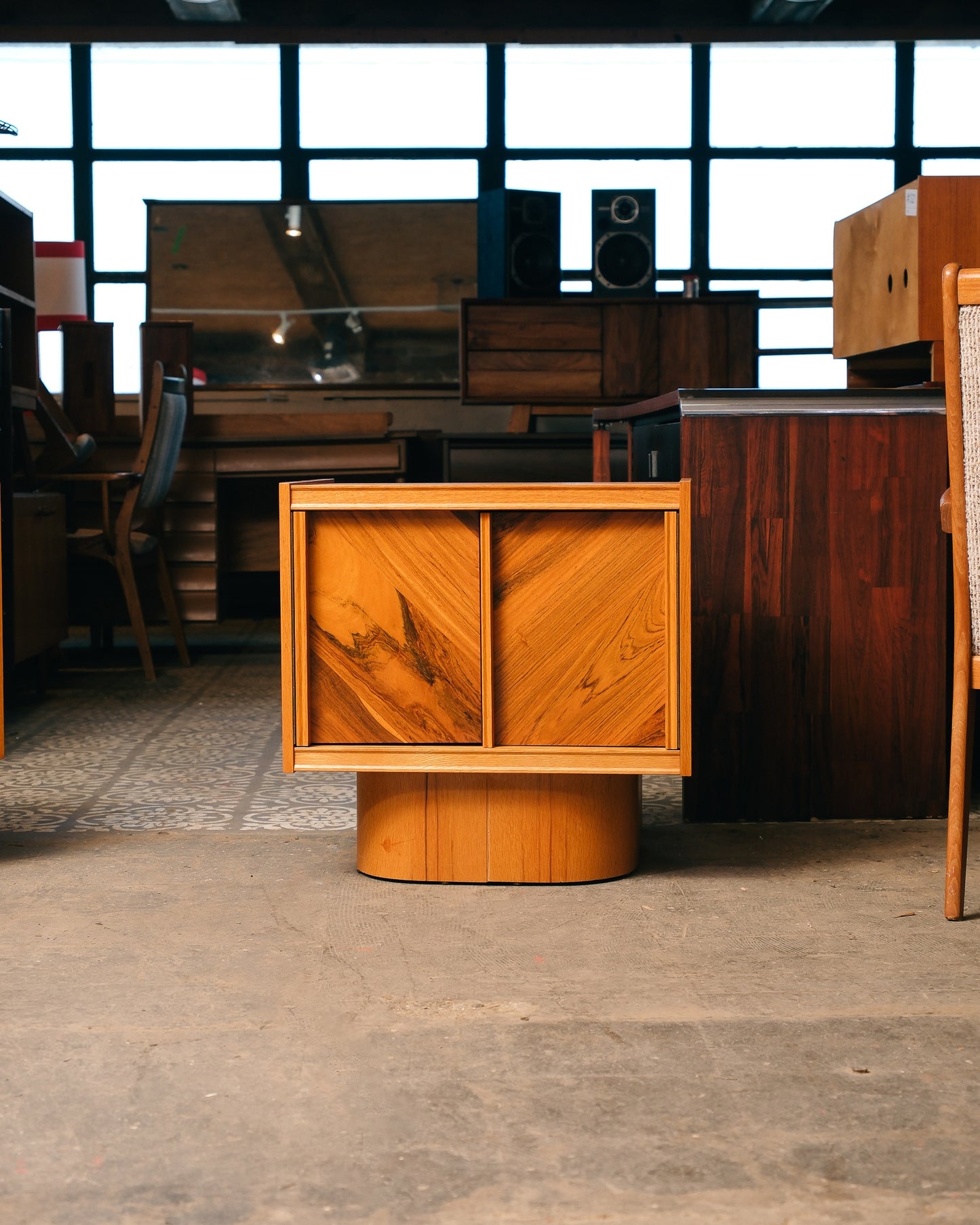 MCM Brutalist Oak and Rosewood Nightstands by Tobago