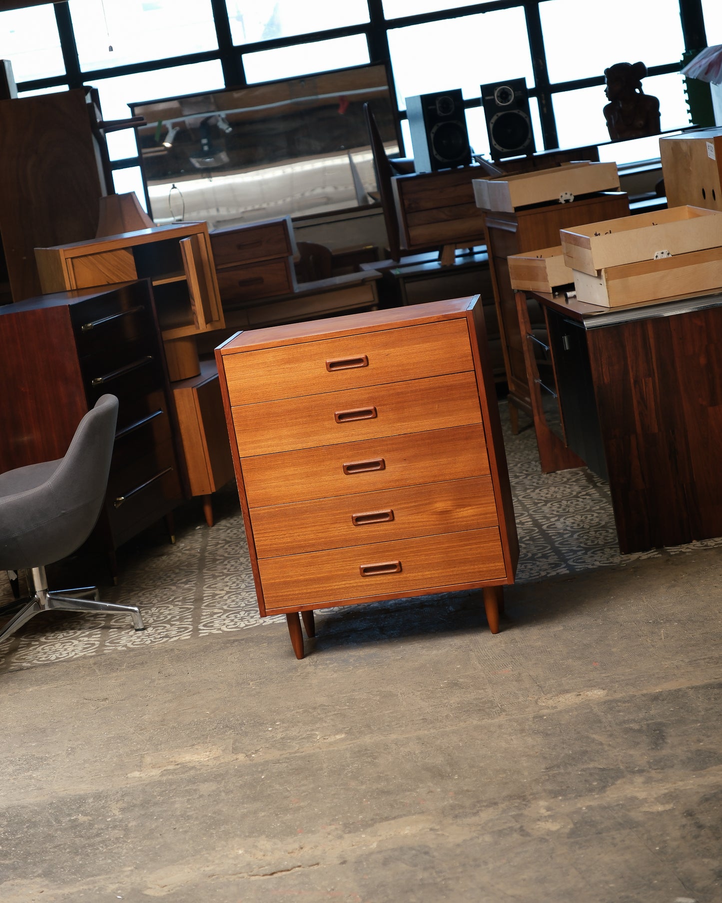 MCM Teak Tallboy Dresser