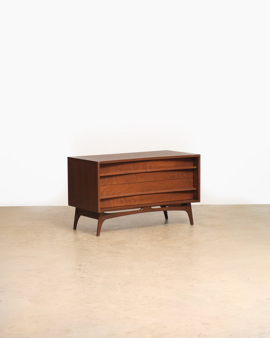 MCM Brutalist Dark Walnut Dresser / Cabinet