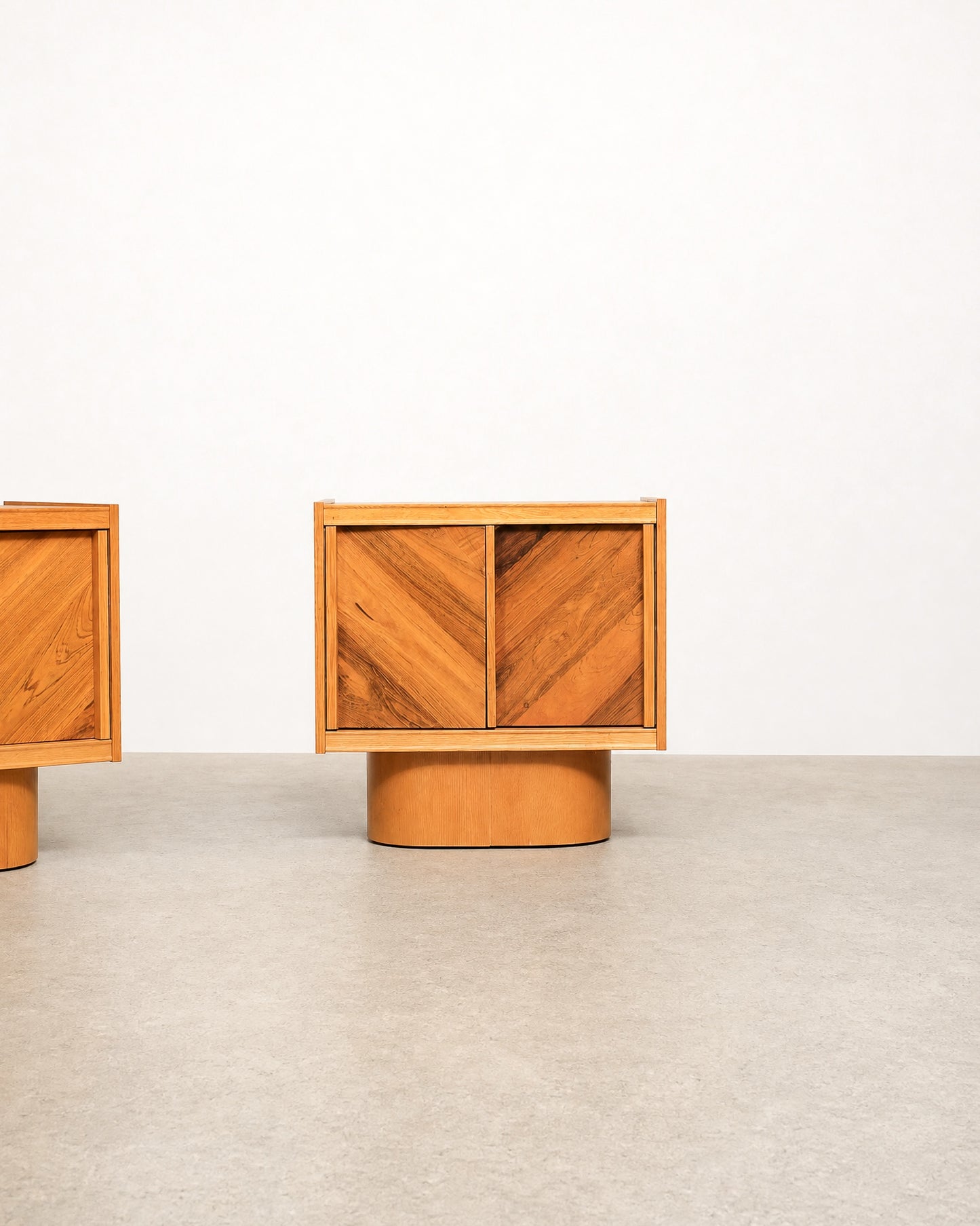 MCM Brutalist Oak and Rosewood Nightstands by Tobago