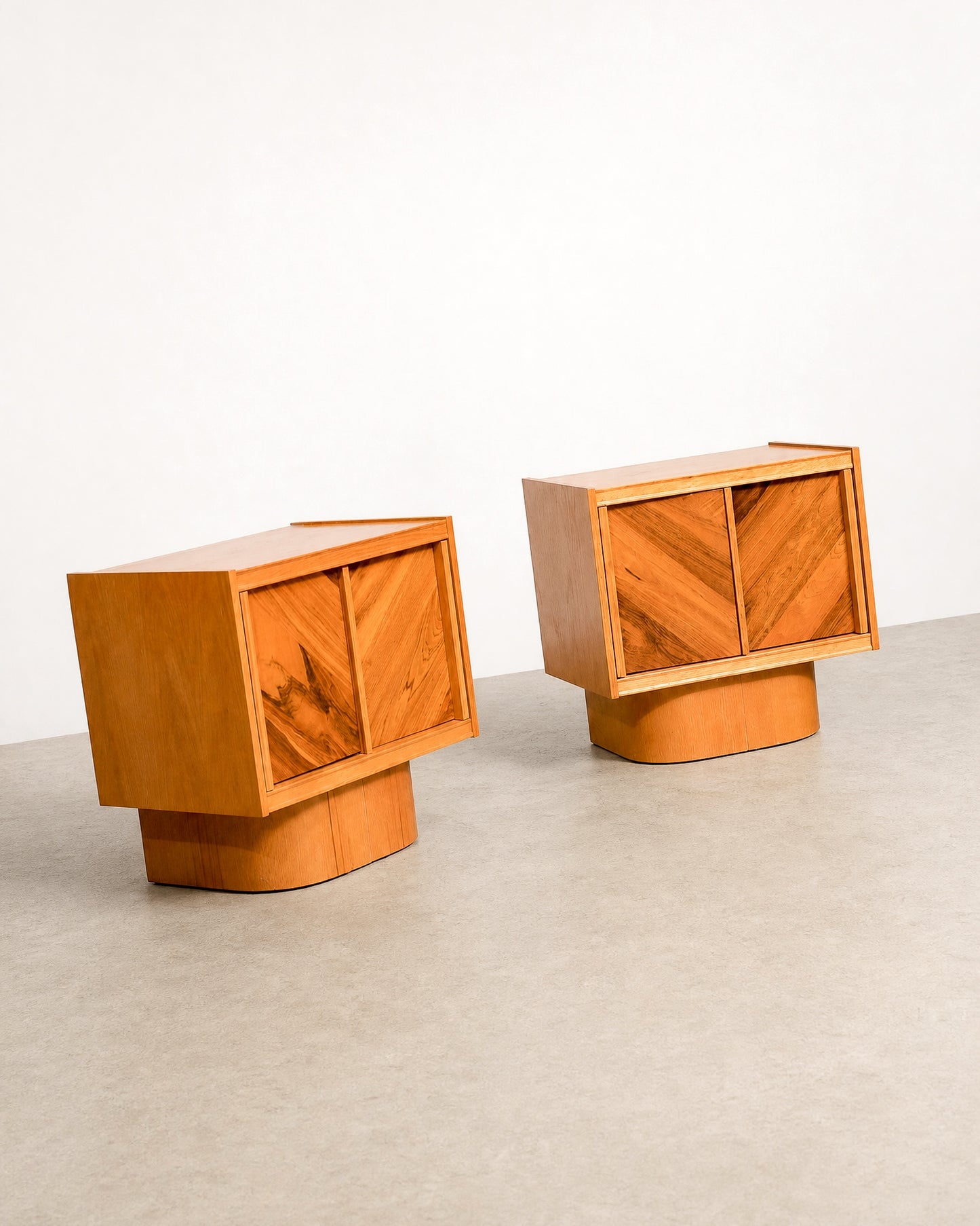 MCM Brutalist Oak and Rosewood Nightstands by Tobago