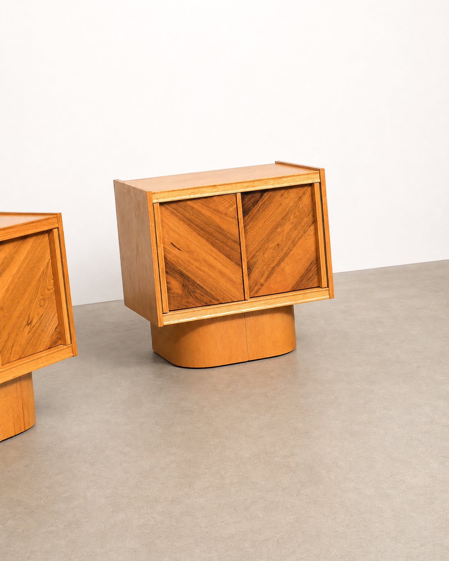 MCM Brutalist Oak and Rosewood Nightstands by Tobago