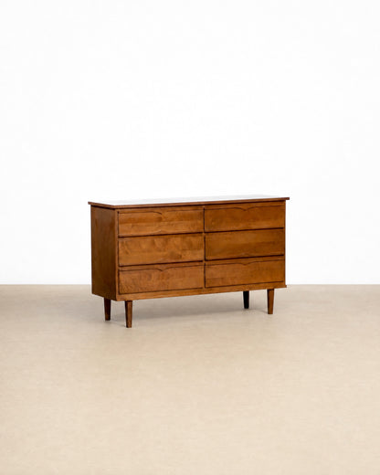 MCM Walnut Style 6-Drawer Dresser