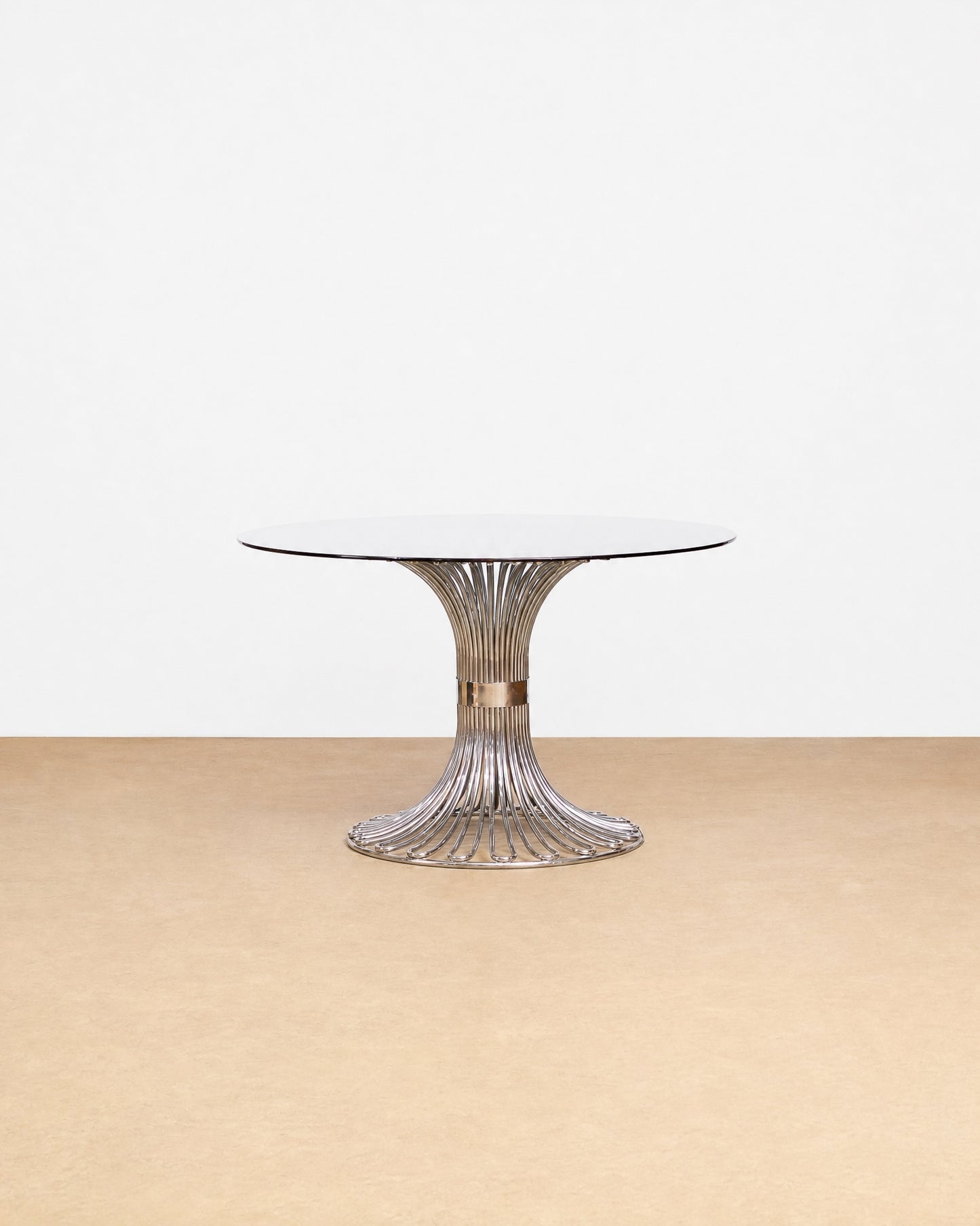 Postmodern Smoked Glass / Chrome Dining Table by Gastone Rinaldi