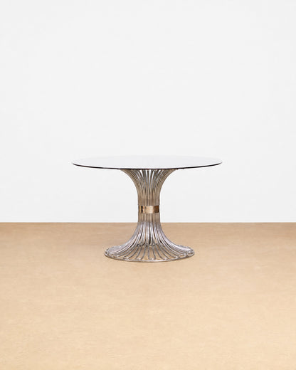 Postmodern Smoked Glass / Chrome Dining Table by Gastone Rinaldi