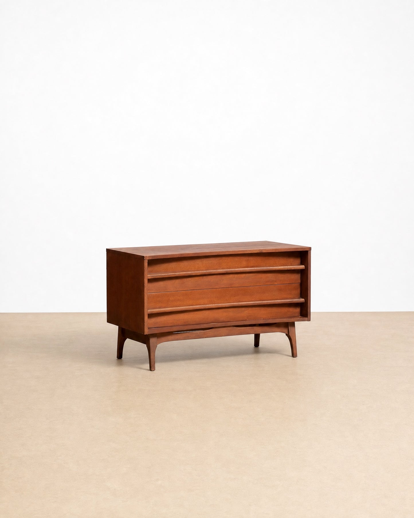 MCM Brutalist Dark Walnut Dresser / Cabinet