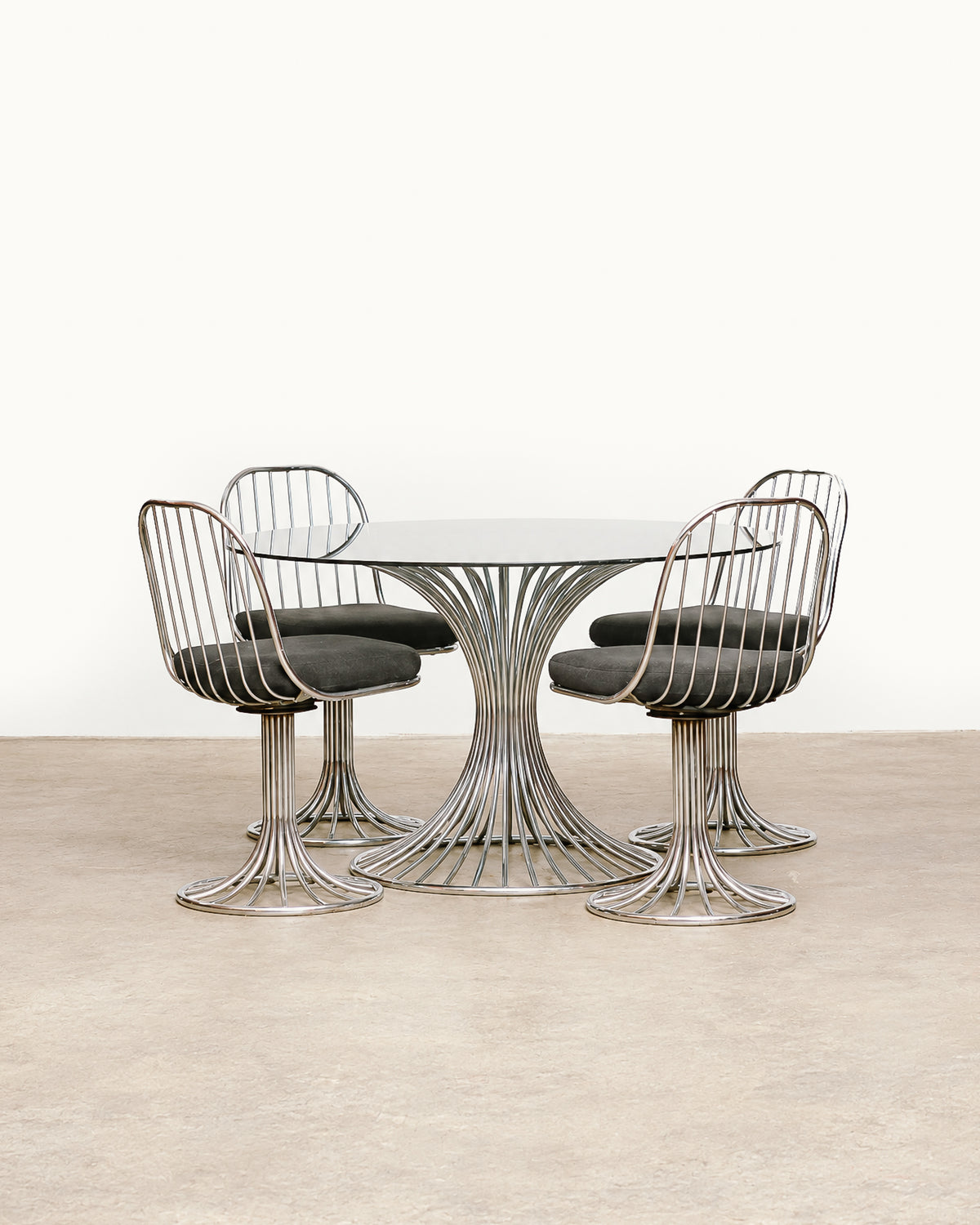 Italian Chrome 5-Piece Tulip "Margot" Dining Set by Gastone Rinaldi for RIMA