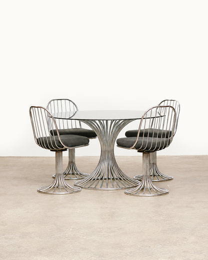 Italian Chrome 5-Piece Tulip "Margot" Dining Set by Gastone Rinaldi for RIMA