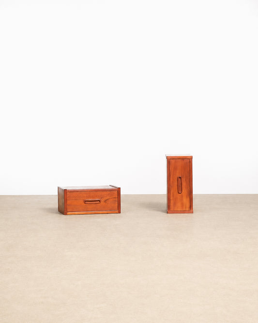 MCM Danish Teak Floating Nightstand Set