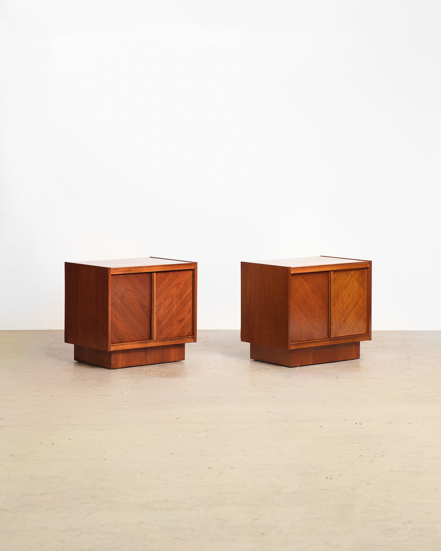 MCM Brutalist Dark Walnut Nightstand Set