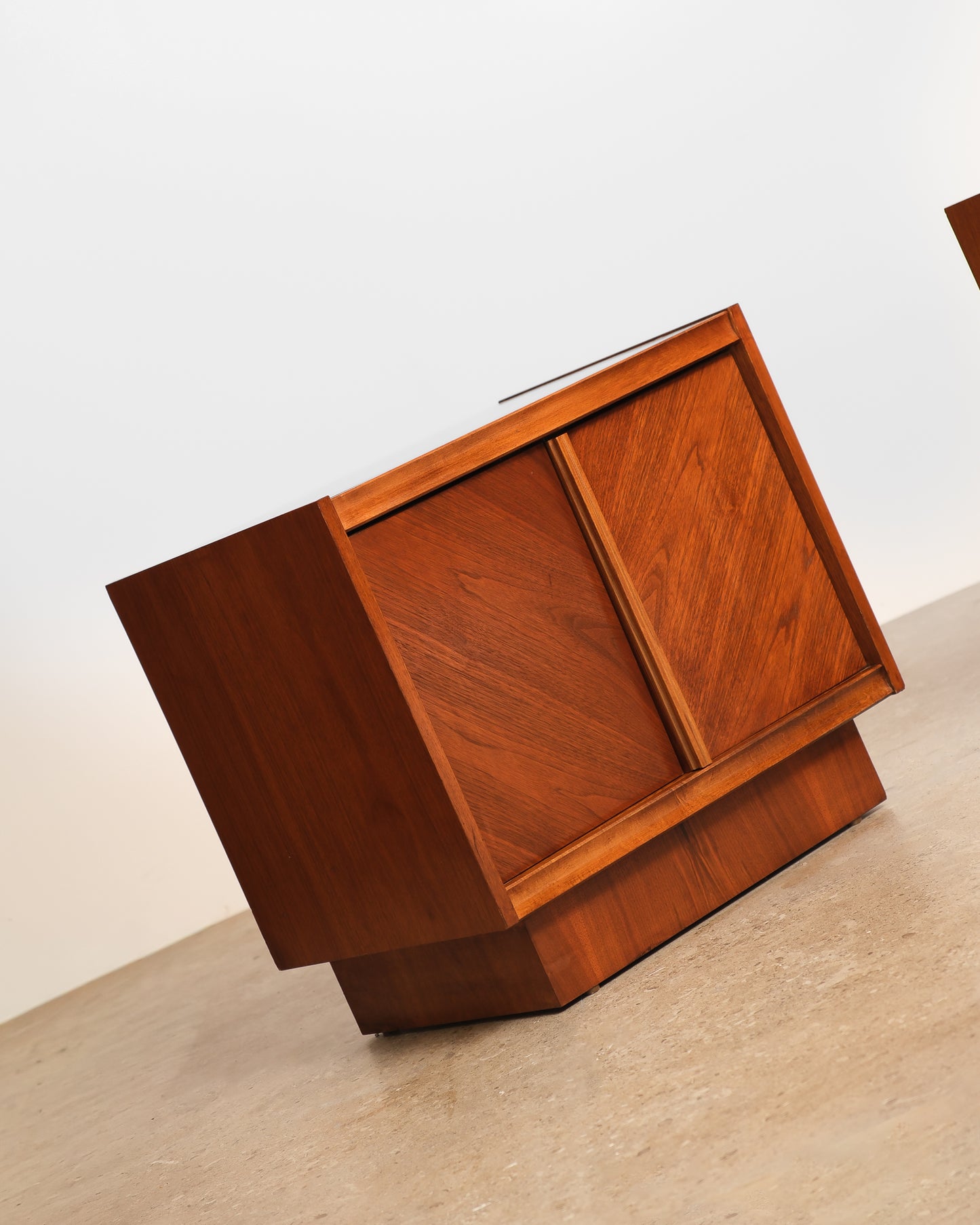 MCM Brutalist Dark Walnut Nightstand Set