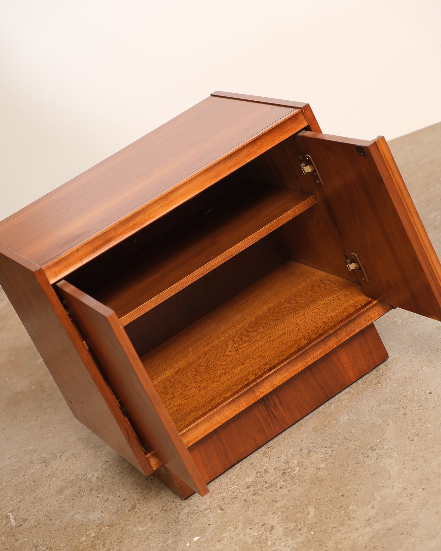 MCM Brutalist Dark Walnut Nightstand Set
