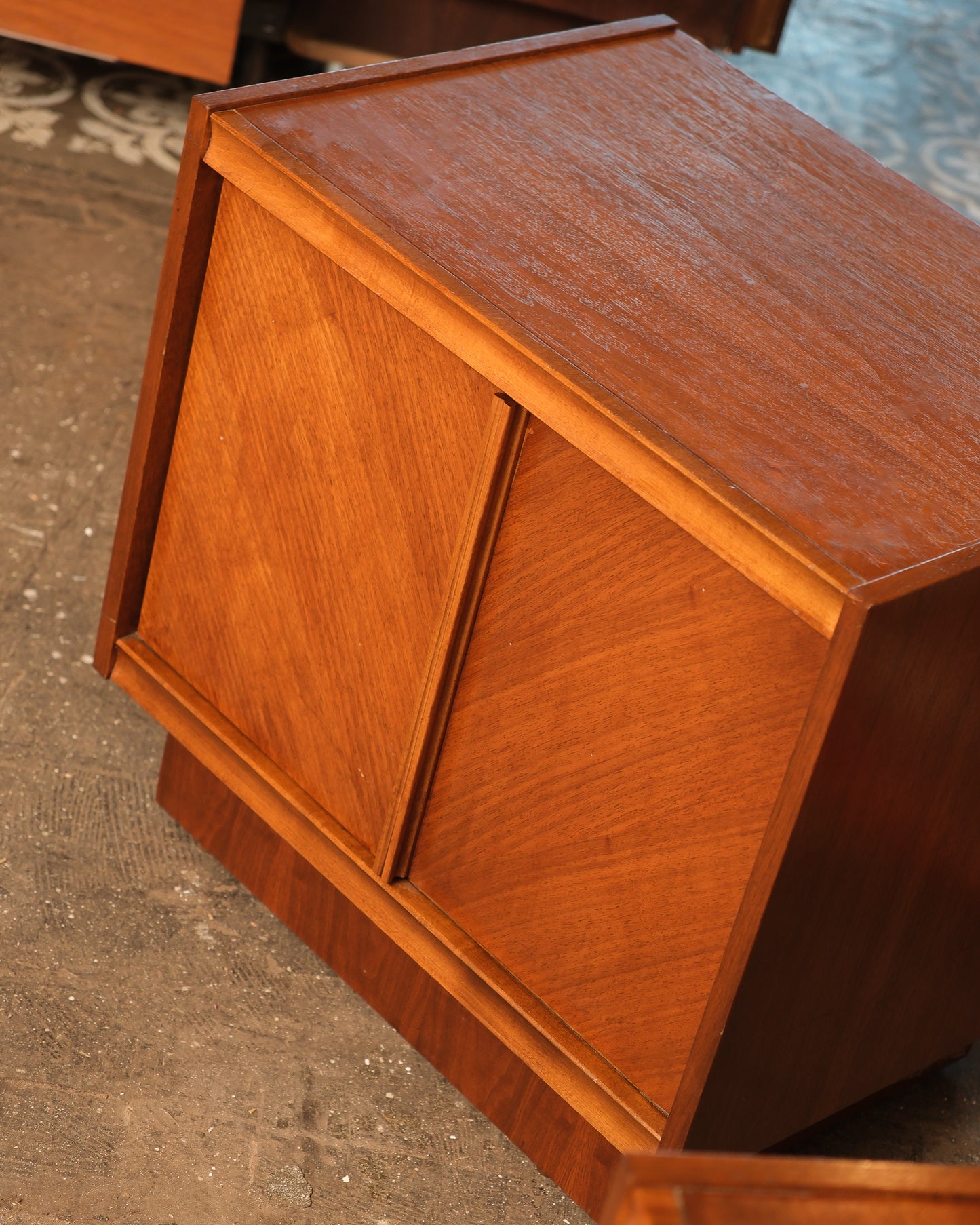 MCM Brutalist Dark Walnut Nightstand Set