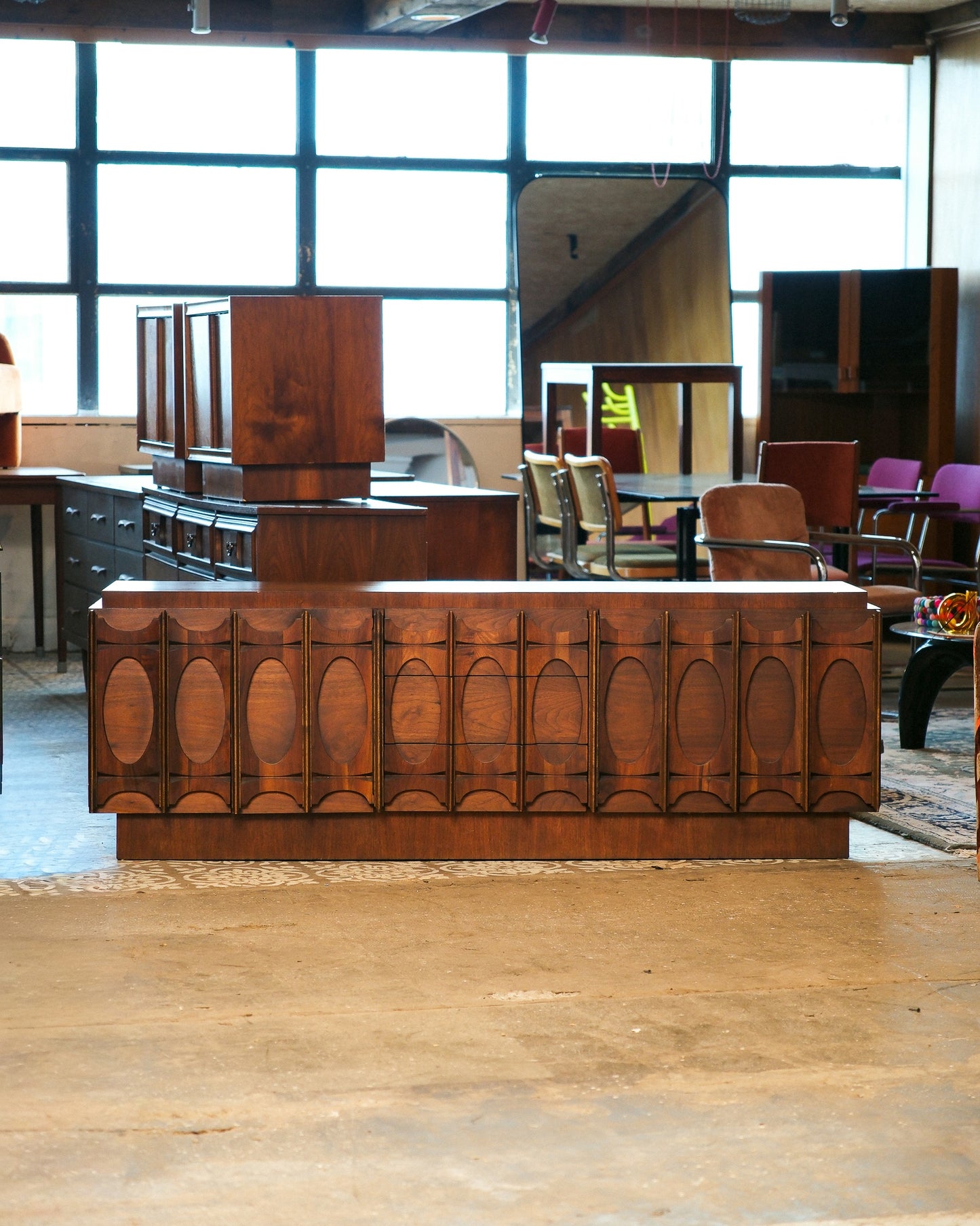 MCM Brutalist Dark Walnut Sideboard