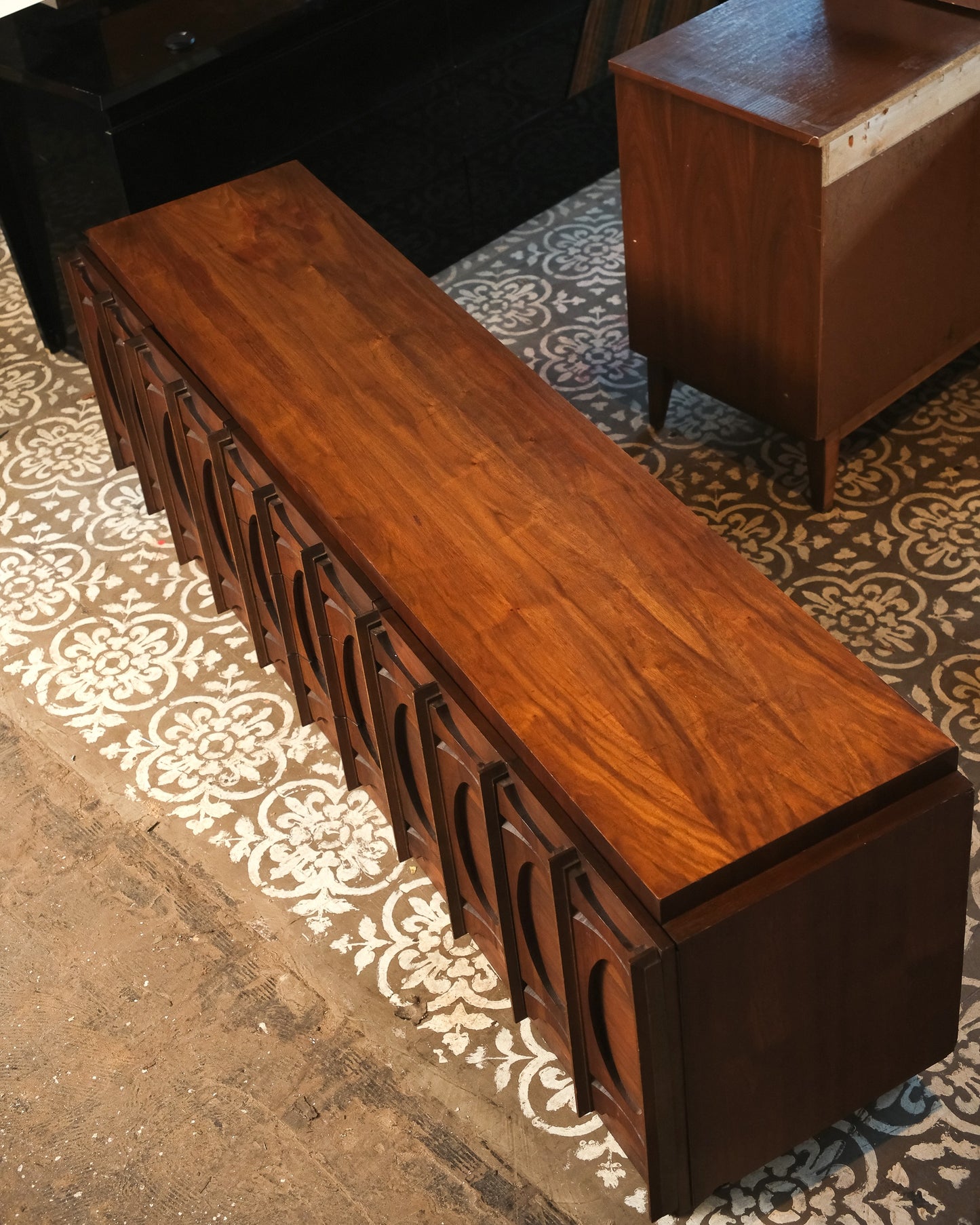 MCM Brutalist Dark Walnut Sideboard