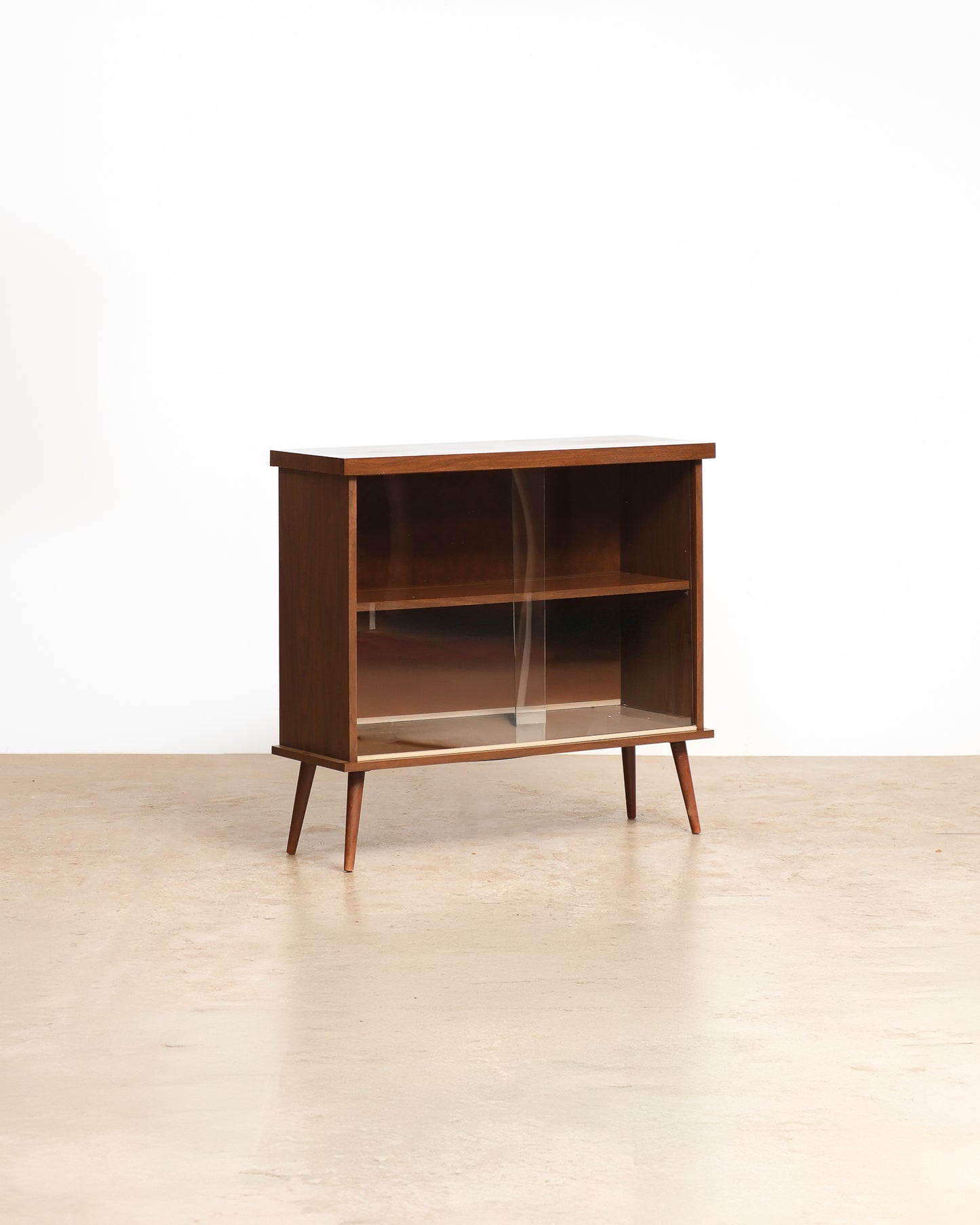 MCM Dark Walnut Glass Cabinet