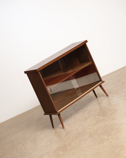MCM Dark Walnut Glass Cabinet