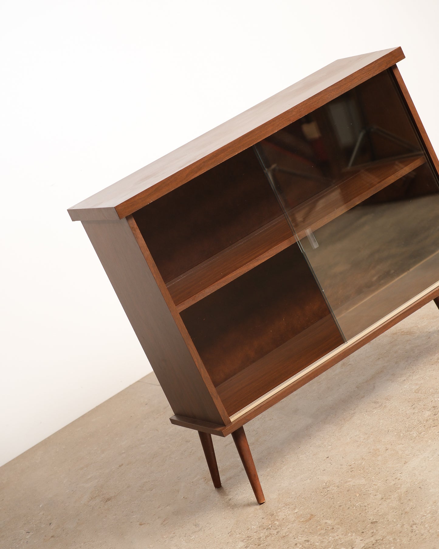 MCM Dark Walnut Glass Cabinet