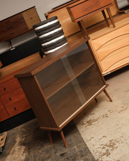 MCM Dark Walnut Glass Cabinet