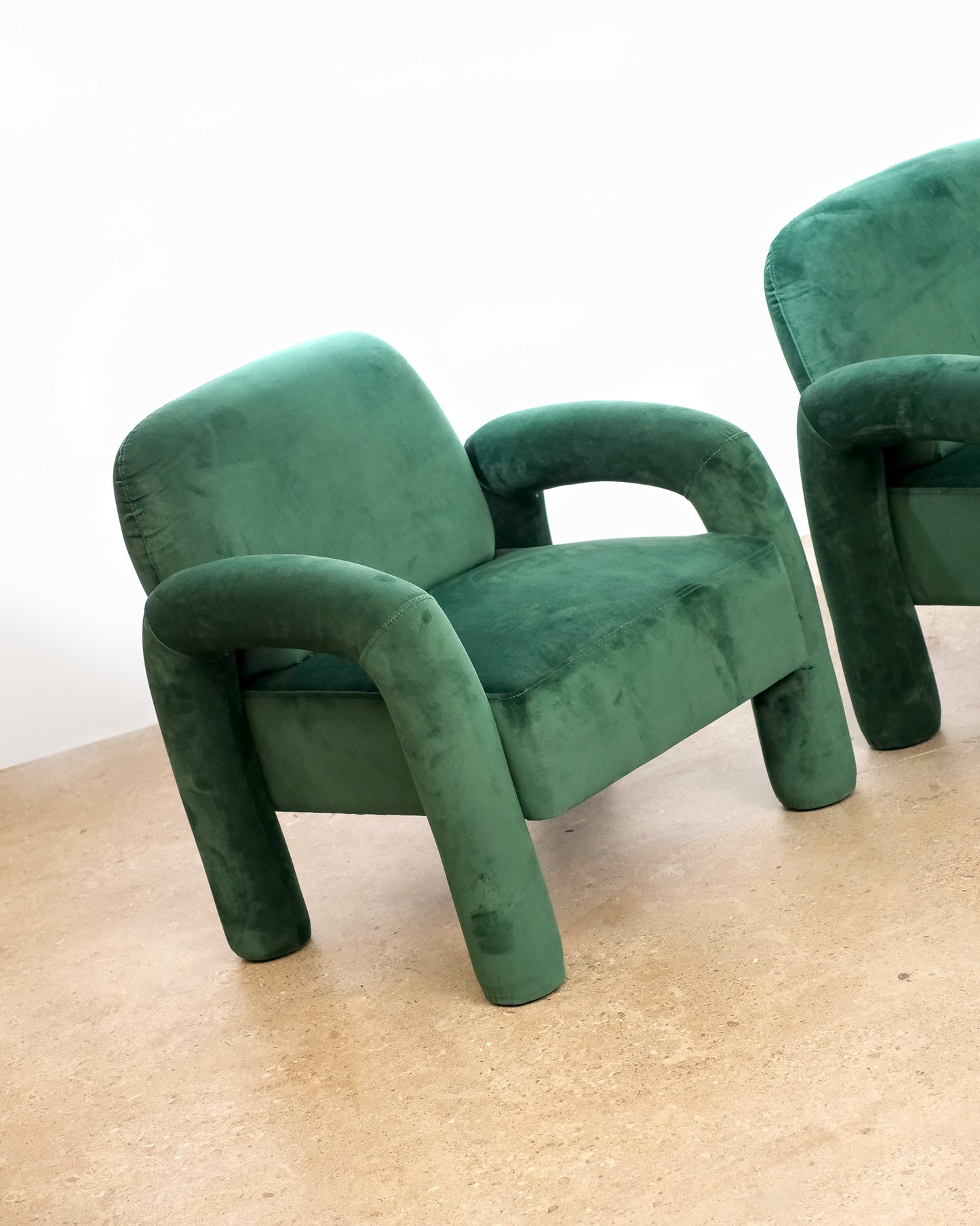 Velvet Upholstered Emerald Green Armchair