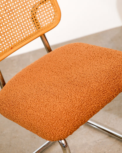 Cesca Chair Set with Camel Brown Bouclé Fabric