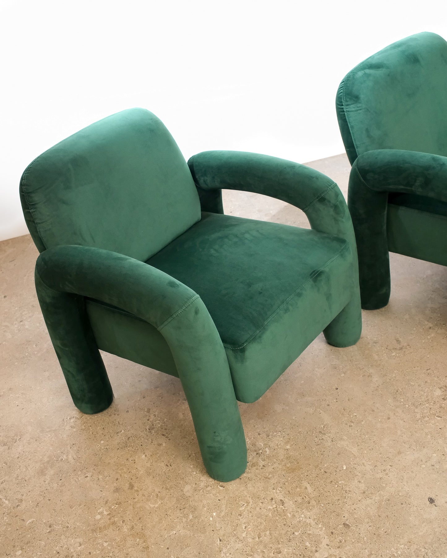 Velvet Upholstered Emerald Green Armchair