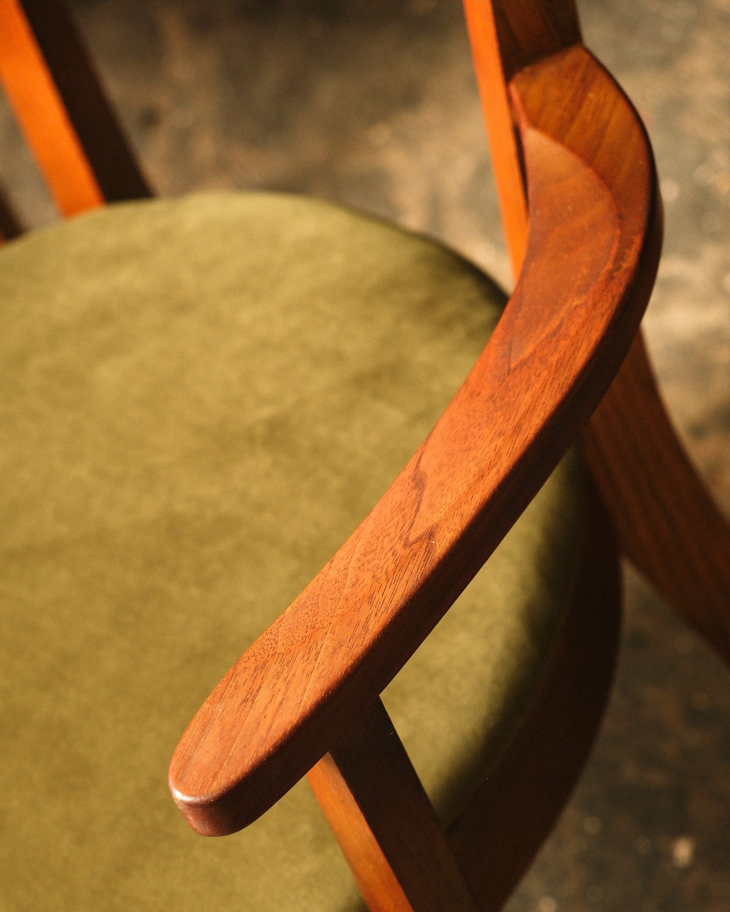MCM Restored Dark Walnut Table Set With Green Velvet Upholstery